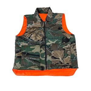 Vtg Northwest Territory Reversible Camo Hunting Vest XL Blaze Orange Gorpcore